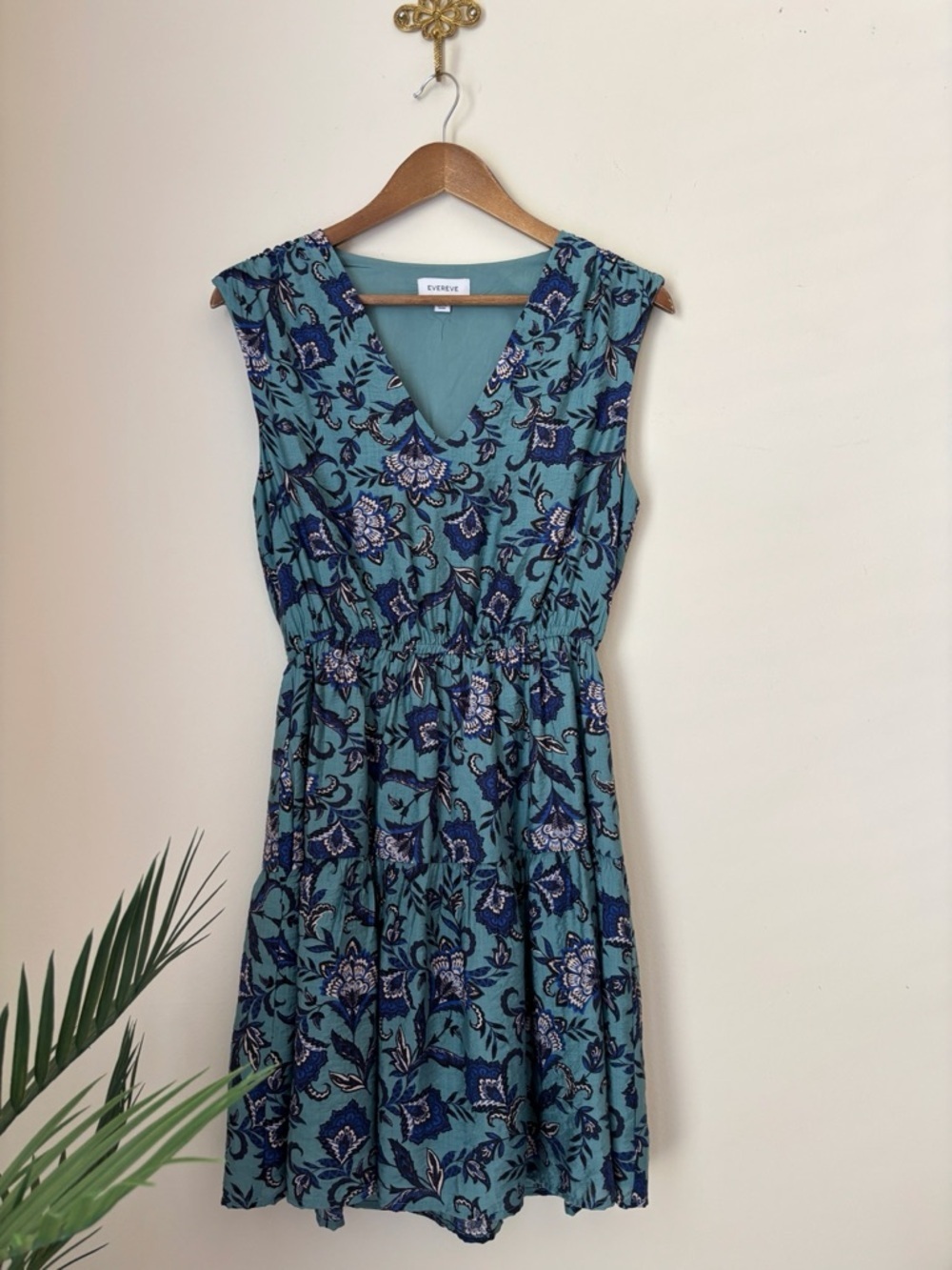Evereve Blue Floral Sleeveless Mini Dress Small